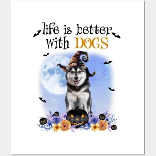 Husky Witch Hat Life Is Better With Dogs Halloween Posters and Art